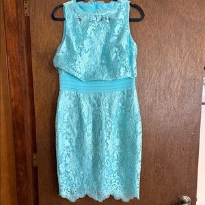 ANTONIO MELANI Blue Lace Midi Dress